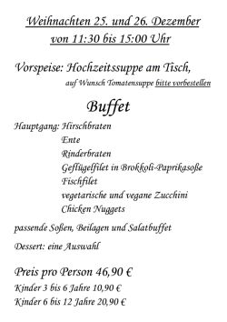 Weihnachtsbuffet 25.+26.12.2026